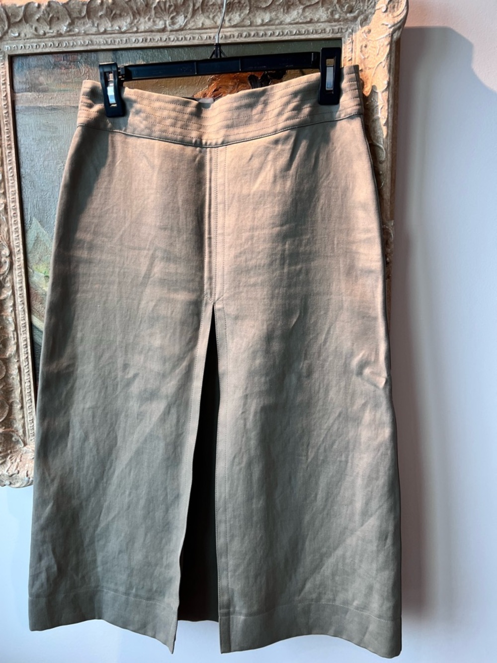 Burberry Neutral Check Lined Skirt with Logo Tag